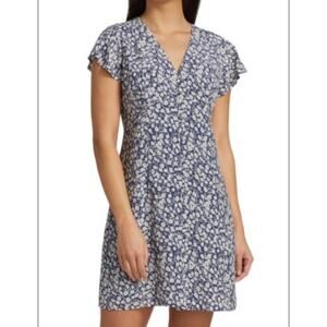 Rails Helena blue and white floral print flutter sleeve button down dress Size M